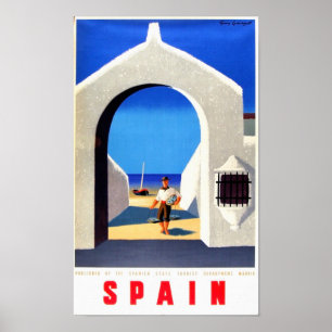 Spain, Fisherman - Vintage Travel Poster