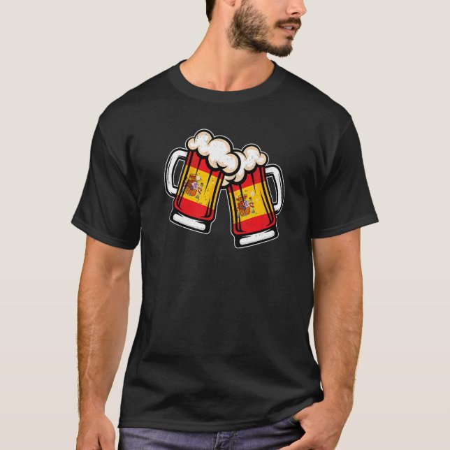 Spain Flag Beer Mug  Cool Spanish Beer T-Shirt (Front)