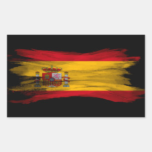 Spain flag brush stroke, national flag rectangular sticker