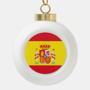 Spain Flag Ceramic Ball Christmas Ornament