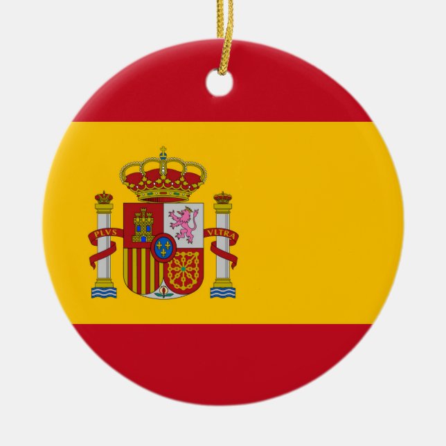 Spain Flag Ceramic Tree Decoration (Front)