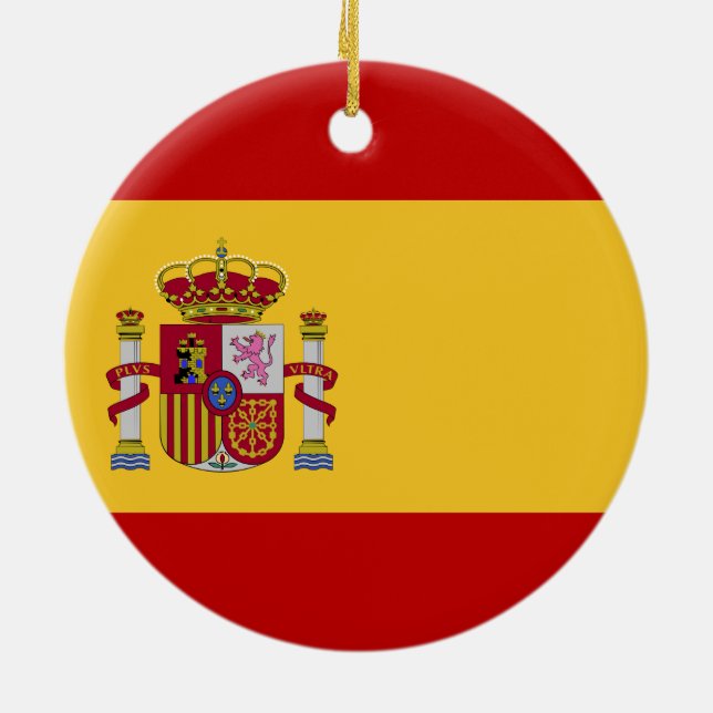 Spain Flag Ceramic Tree Decoration (Back)