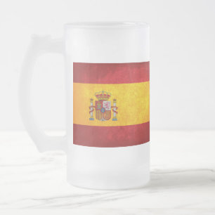 Spain Flag; Frosted Glass Beer Mug