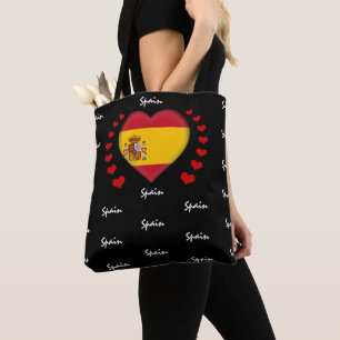 Spain Flag & Heart Spanish Flag fashion /sport Tote Bag