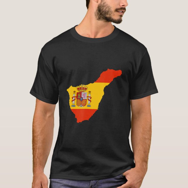 Spain flag in Tenerife outline  Tenerife T-Shirt (Front)