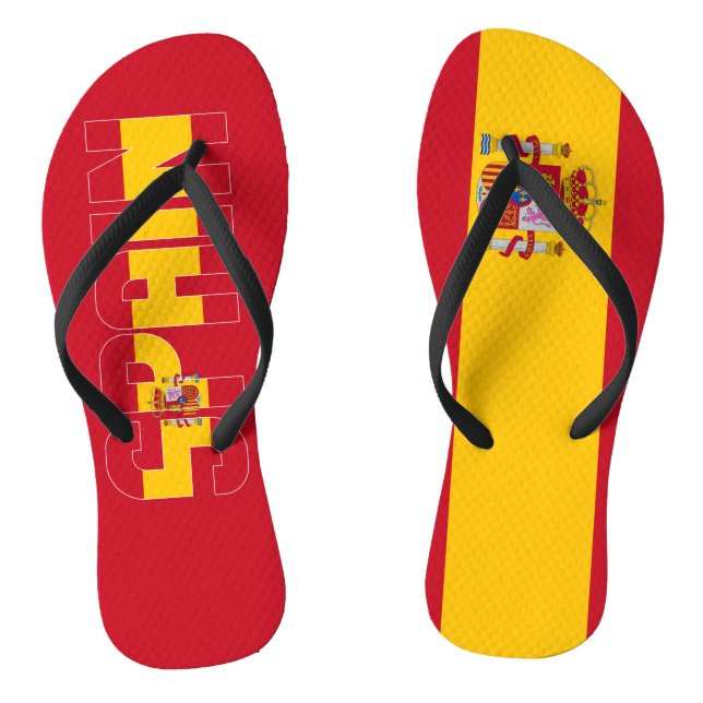 Spain Flag Inscription Red Yellow Patriotic  Flip Flops (Footbed)