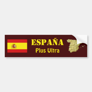 Spain Flag + Map Bumper Sticker