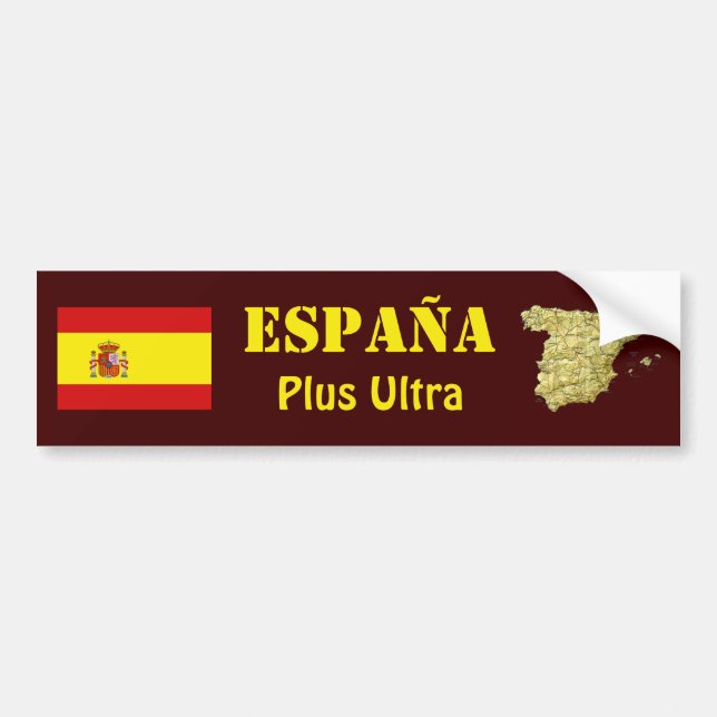 Spain Flag + Map Bumper Sticker (Front)