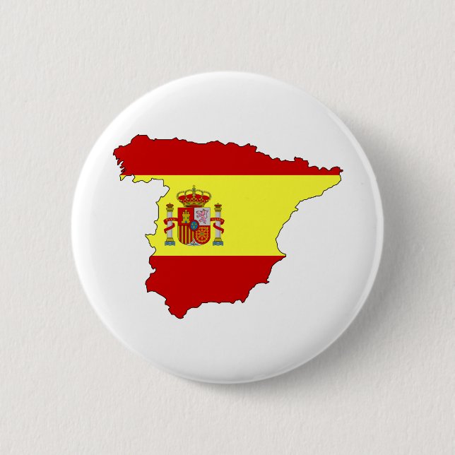 Spain Flag Map full size 6 Cm Round Badge (Front)