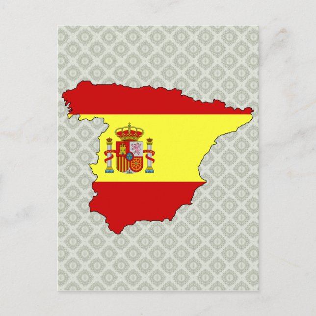 Spain Flag Map full size Postcard (Front)