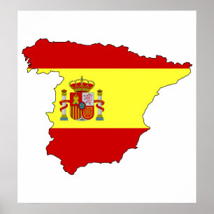 Spain Flag Map full size Poster