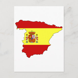 Spain flag map postcard