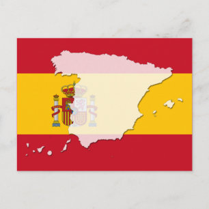 Spain flag map postcard