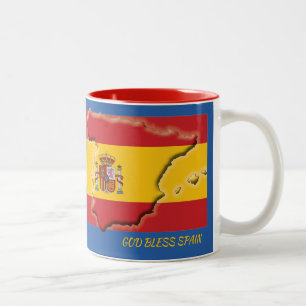 SPAIN FLAG MAP Scripture Customised BLUE Two-Tone Coffee Mug
