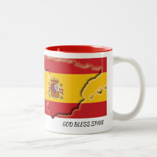 SPAIN FLAG MAP Scripture Customised Two-Tone Coffee Mug