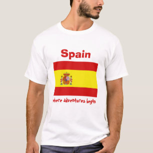 Spain Flag + Map + Text T-Shirt