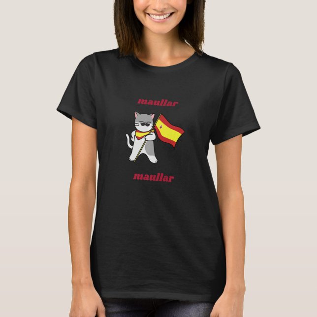 Spain Flag Maullar Maullar for Cat Lovers Premium T-Shirt (Front)