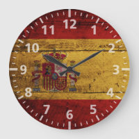 Spain Flag on Old Wood Grain