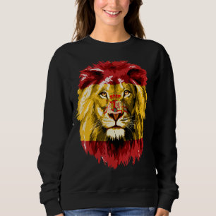 Spain Flag Pride Lion Face España Spain Spanish Fl Sweatshirt