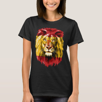 Spain Flag Pride Lion Face España Spain Spanish Fl T-Shirt