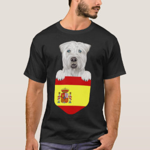 Spain Flag Soft Coated Wheaten Terrier Dog In Pock T-Shirt