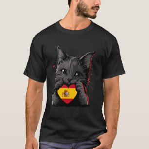 Spain Flag Spanish Pride Spanish Roots Espana Cat T-Shirt
