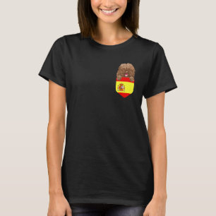 Spain Flag Spanish Water Dog Dog In Pocket T-Shirt