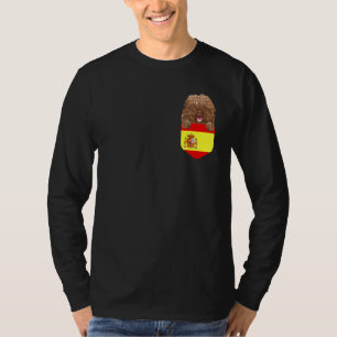 Spain Flag Spanish Water Dog Dog In Pocket T-Shirt