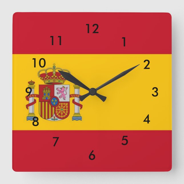 Spain Flag Square Wall Clock (Front)