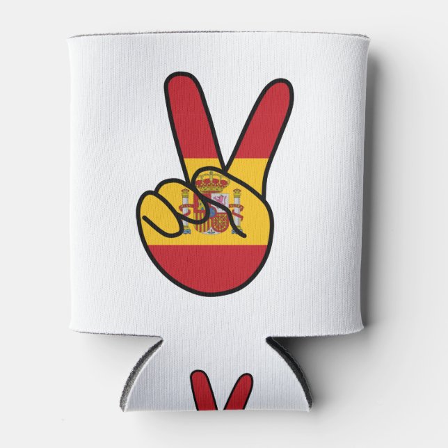 Spain Flag V Sign Can Cooler (Front)