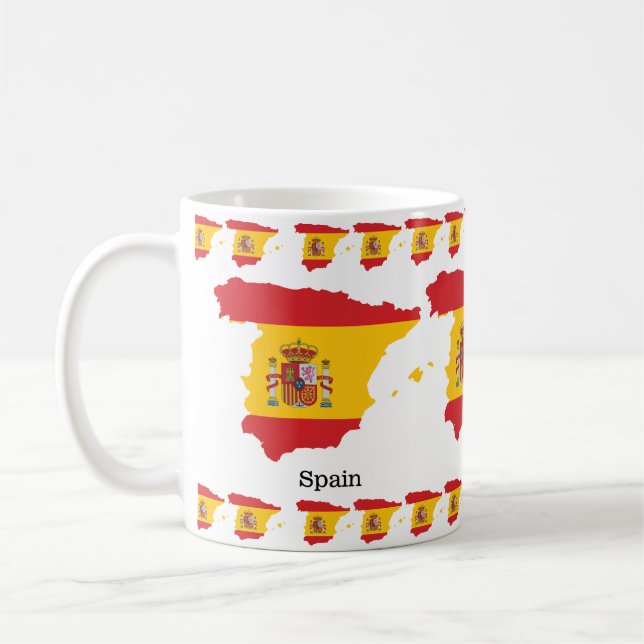 Spain Flag within Map Souvenir Design Coffee Mug (Left)