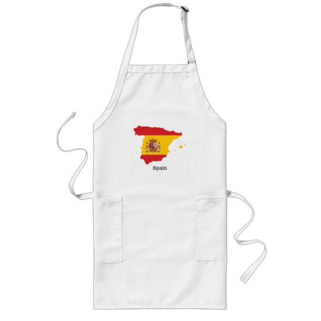 Spain Flag within Map Souvenir Design Long Apron (Front)