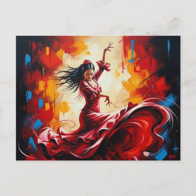 Spain Flamenco Dancer Colourful Postcard (Front)