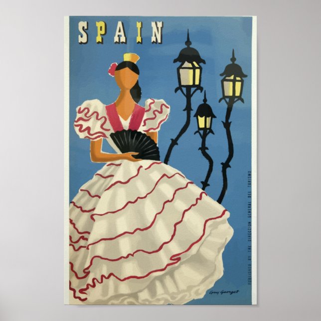 Spain Flamenco Dancer Vintage Travel Poster (Front)