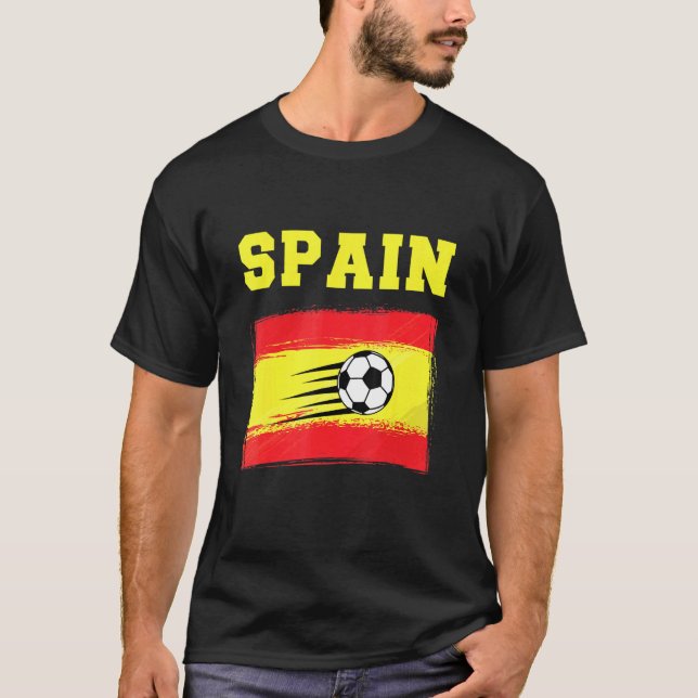 Spain Football Soccer Spanish Flag Design For Men  T-Shirt (Front)