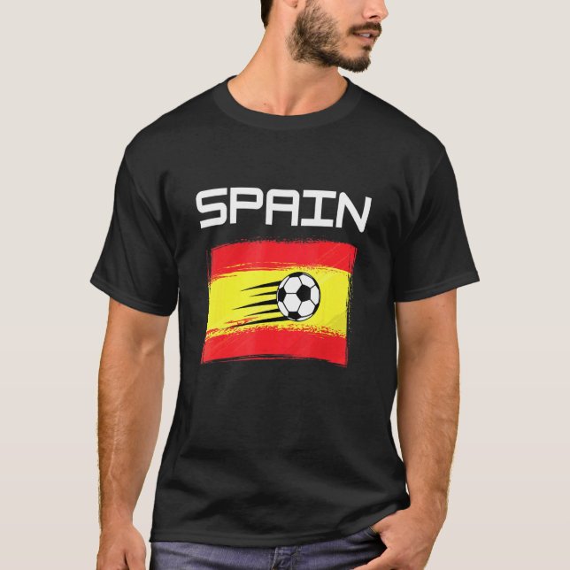 Spain Football Soccer Spanish Flag Design For Men  T-Shirt (Front)