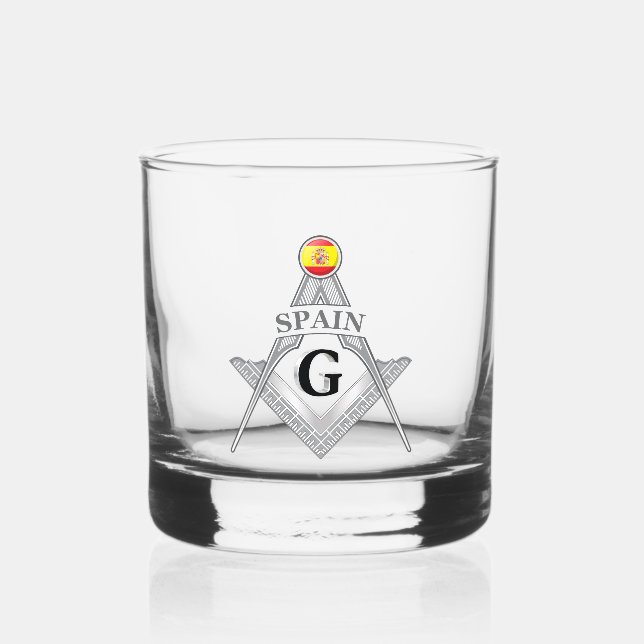 Spain freemasonry sign whiskey glass (Front)