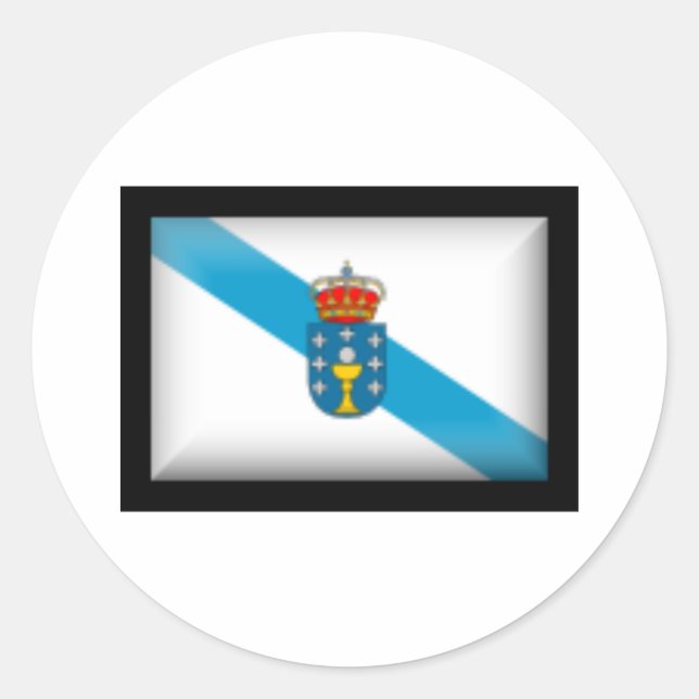 Spain Galicia Flag Classic Round Sticker (Front)