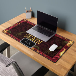 Spain Global Stage Finalist Elite Red & Gold Lux Desk Mat