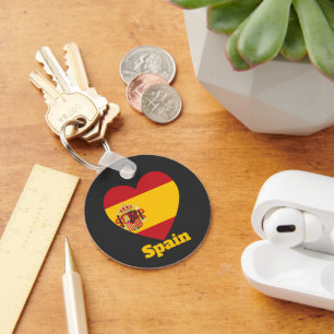 Spain Heart Flag  Key Ring