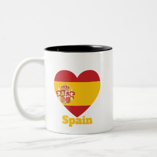 Spain Heart Flag  Two-Tone Coffee Mug