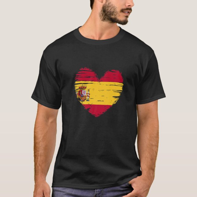 Spain Heart Spanish Flag Spanish Pride T-Shirt (Front)