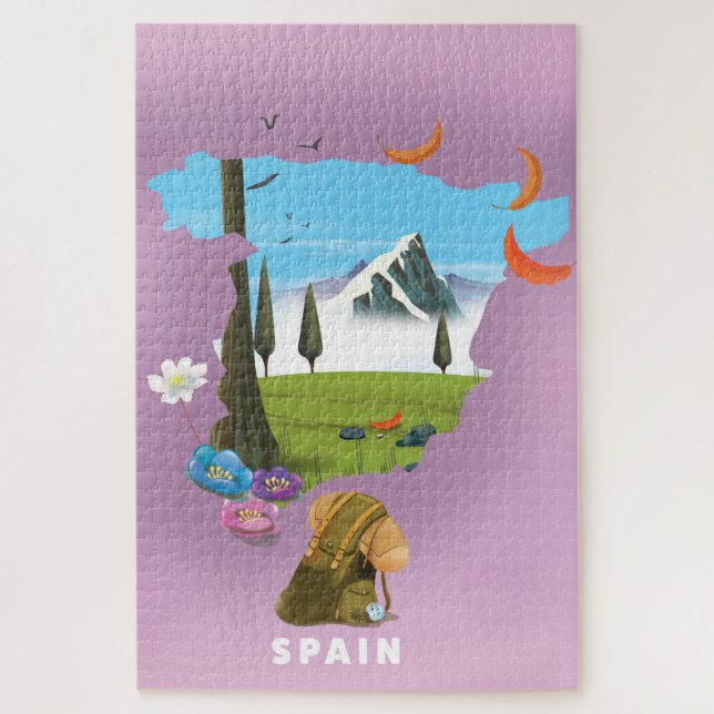 Spain Illustrated map travel poster Jigsaw Puzzle (Vertical)