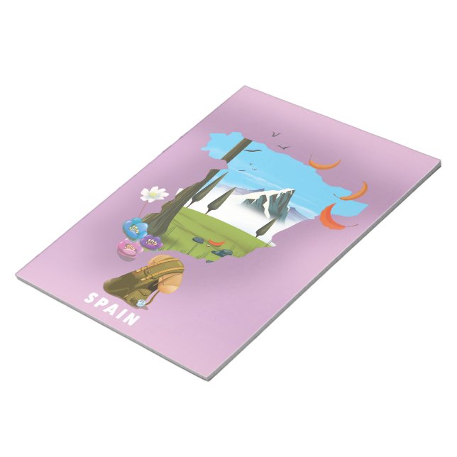 Spain Illustrated map travel poster Notepad (Angled)