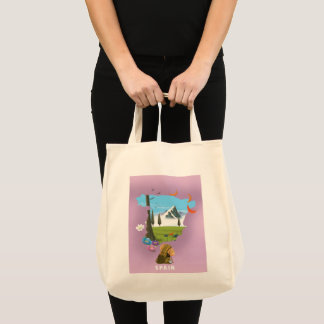 Spain Illustrated map travel poster Tote Bag