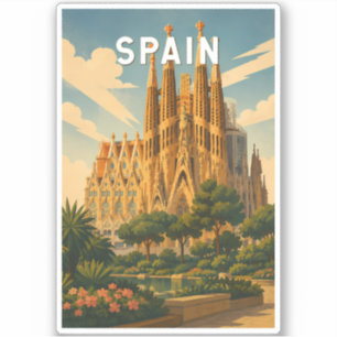 Spain Illustration Travel Art Vintage