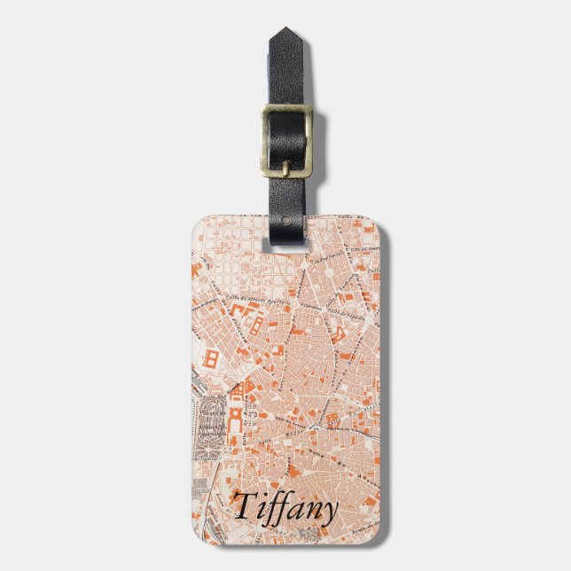 Spain: Madrid Map, C1920 Luggage Tag (Front Vertical)