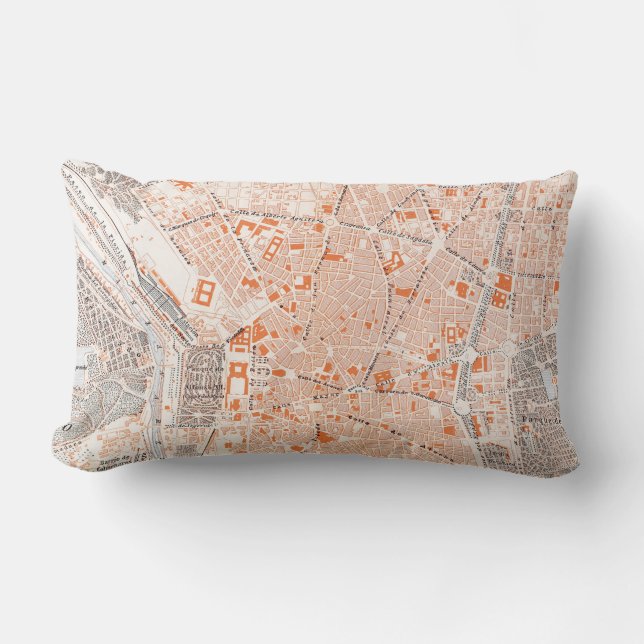Spain: Madrid Map, C1920 Lumbar Cushion (Front)