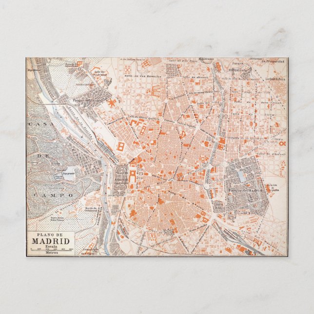 Spain: Madrid Map, C1920 Postcard (Front)