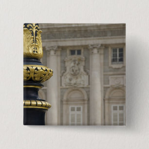 Spain, Madrid. Royal Palace, ornate gilded lamp 15 Cm Square Badge